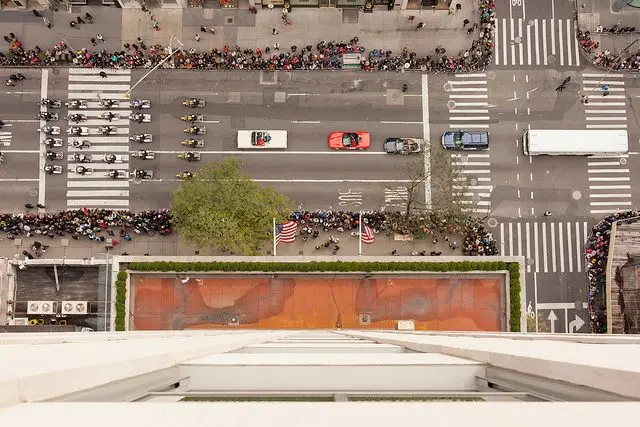 The Columbus Day Parade from above